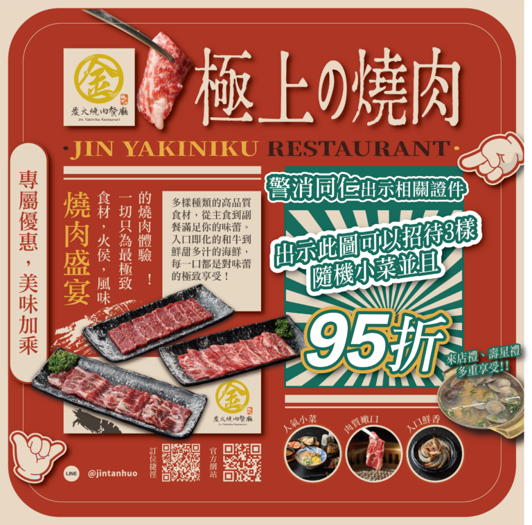 燒肉推薦｜警消專屬貼文🔥👨‍🚒👮‍♂️｜金炭火燒肉餐廳